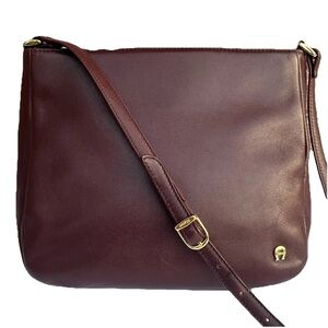 VTG Etienne Aigner Crossbody Handbag Purse Burgundy Oxblood Leather Shoulder Bag
